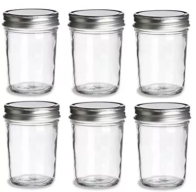 Nakpunar 6 Pcs 8 Oz Mason Glass Jars W/ Silver Plastisol Lined One Piece Lids  • $19.99