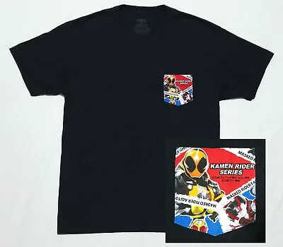 KAMEN RIDER Shirt Mens LARGE Black Pocket Tee - Masked Rider JAPAN TV Manga NEW • $29.95