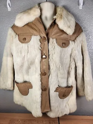 Vintage 80s Western White Mink Fur & Leather Jacket Koslow's Fort Worth Texas • $350