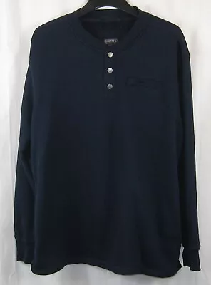 Smiths Work Wear Thermal Henley Shirt Mens L Navy Fleece Lined Pockets • $19.99