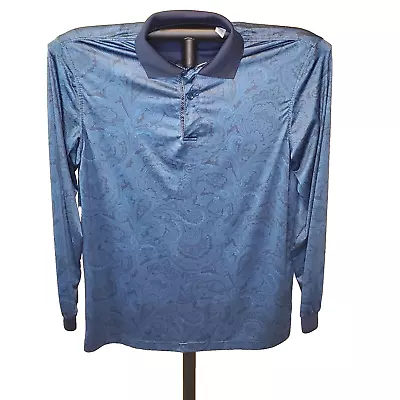 Kilburne-Finch Long Sleeve 2 Button Shirt Mens M Blue Paisley Print Designer • $19.98