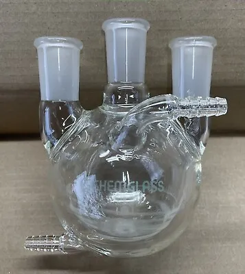 ChemGlass Heavy Walled Jacketed 250 ML Round Bottom 3-Neck Flask CG-1538 • $500