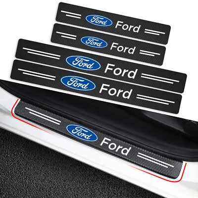$12.89 • Buy 4x Ford Car Door Plate Sill Scuff Cover Anti Scratch 3D Decal Sticker Protector