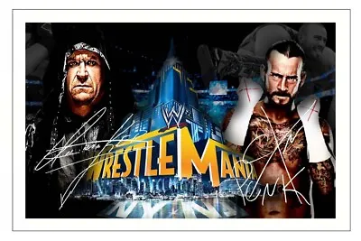 THE UNDERTAKER & CM PUNK Signed Autograph 6x4 PHOTO Gift Print WWE WRESTLING • £3.49