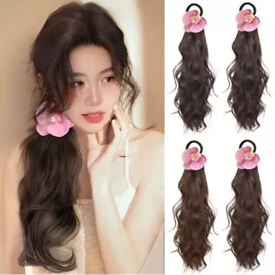 Elastic Hair Band Orchid Flower Hairpin Wig Long Wavy Ponytail  Women • £6.98