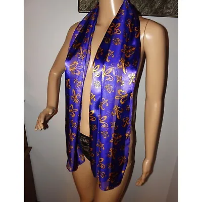 Vintage Purple & Gold Fleur De Lis Scarf New Orleans Saints Mardi Gras Retro • $12.99