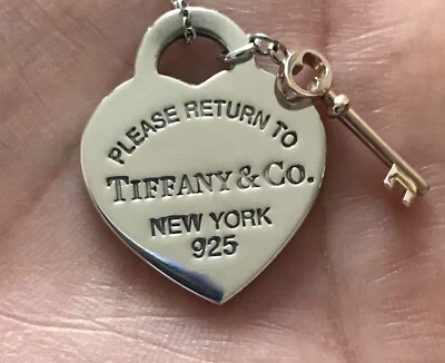 £150 • Buy Tiffany & Co Heart And Rubedo Key Sterling Silver Pendant With Box
