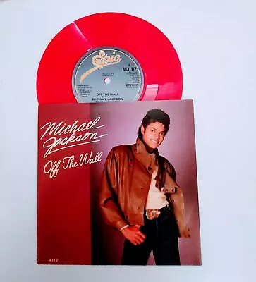 RED VINYL 1983 MICHAEL JACKSON  OFF THE WALL  UK 45 W/PIC SLEEVE CBS EPIC MJ1-2 • $31.97