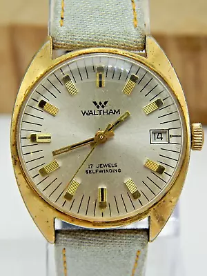 Vintage Gold Plated Waltham 17 Jewel Self Winding Automatic Wrist Watch • $15.50