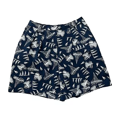 Vtg Ralph Lauren Size 12 Shorts High Waist Baggy Sailing Nautical Navy Pleated • £27.90