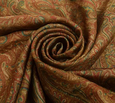 Sushila Vintage Brown Saree 100% Pure Silk Printed Indian Soft Craft Fabric • $26.99