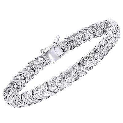 14K White Gold Plated Leaf Tennis Bracelet For Women's • $258.47