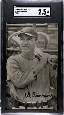 1936 Goudey Wide Pen Premium R314 Al Simmons Type 3 SGC 2.5 • $137.99