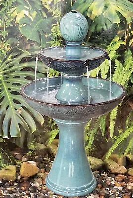 £129.99 • Buy Cascading Water Fountain Tiered Feature LED Lights Waterfall Ceramic Bird Bath