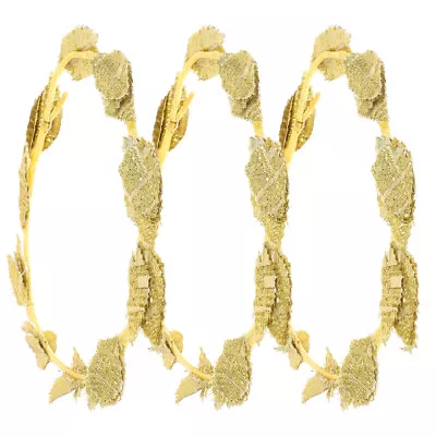  3 Pcs Fabric Bride Wedding Headband For Brides Medusa Headpiece Gold Leaf • $18.98