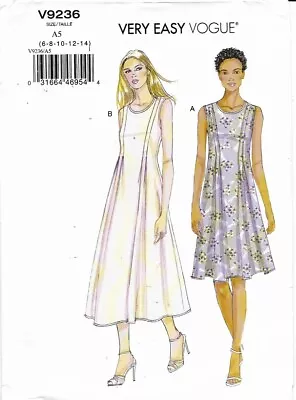 Very Easy Vogue Pattern V9236 - Misses' Dresses - Sizes 6-14 UNCUT • $3.88