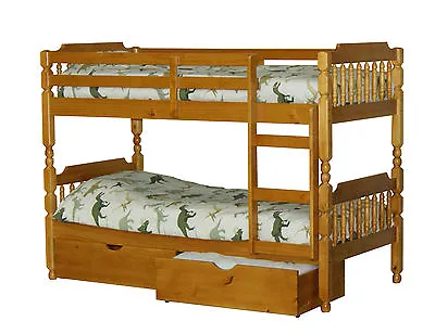 £299.99 • Buy Bunk Bed Wooden Pine 3ft Childrens Kids Bed Underbed Drawers Mattress Option