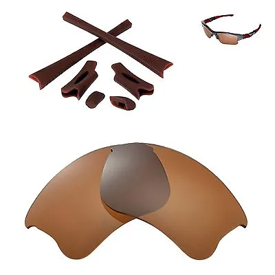 New WL Polarized Brown Lenses And Brown Rubber Kit For Oakley Flak Jacket XLJ • $13.99