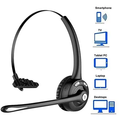 Trucker Bluetooth Headset With Mic Wireless Business Headphones Call Center • £18.99