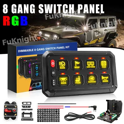 RGB 8 Gang Switch Panel LED Light Circuit Control For Jeep Off-Road Marine UTV • $107.99
