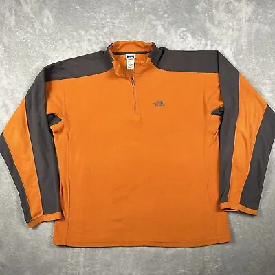 North Face Jacket Men Large Orange Fleece 1/4 Zip Pullover Hiking Ski Outdoors • $24.90