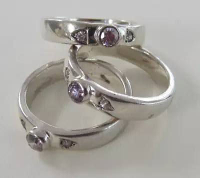 Vintage Sapphire & Sterling Silver Stacking Promise Rings Stackable Amethyst • $29.95