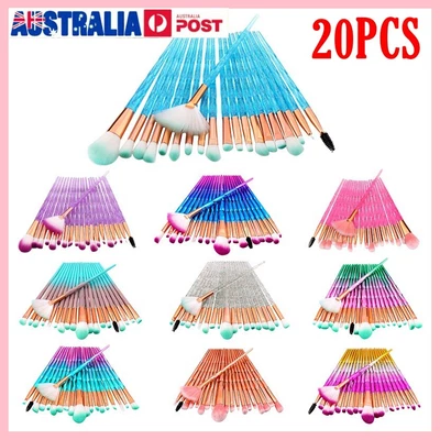 $9.95 • Buy 20PCS Diamond Unicorn Eyeshadow Eyebrow Blending Brush Set Eye Makeup Brushes