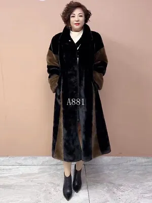 Middle-aged  Mothers Winter Mink Fur Long Coat Thick Warm Trench Coat  Faux Fur • $151.17