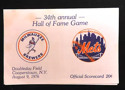 1976 Hall Of Fame Game Brewers Vs Mets Scorecard Doubleday Field • $16