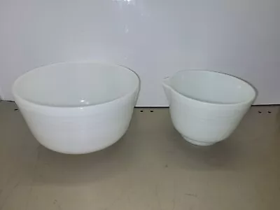 Pyrex White Milk Glass Banded Mixing Bowl Set Hamilton Beach Mixer USA • $32.98