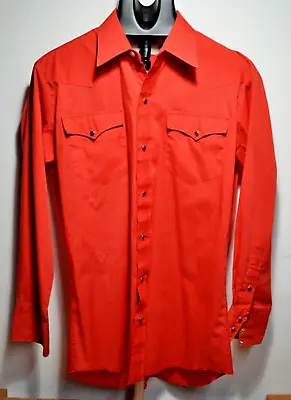 Vintage Mesquite Pearl Snap Shirt Mens 15.5 33 Red Long Sleeve Pockets Rodeo USA • $10.99
