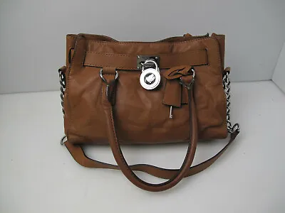 Michael Kors Hamilton Luggage Brown Tote Satchel Lock & Key Handbag • $65