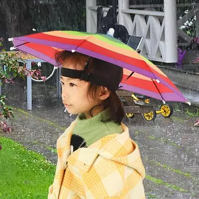 Umbrella Hat Rainbow Umbrella Cap Head Umbrella Hat For Kids C5W8 • £4.54