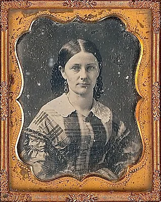 Light Eyed Lady With Intricately Woven Hair 1/9 Plate Daguerreotype S392 • $86.25