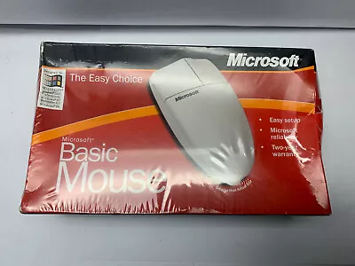 Vintage Microsoft Basic Mouse 1.0 PS/2 Windows 98 2000 Computer Wired New Sealed • $29.99