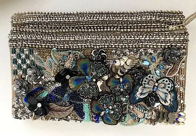 Monsoon Accessorize 3d Butterfly Sequin Embroidered Gem Applique Clutch Bag • £20