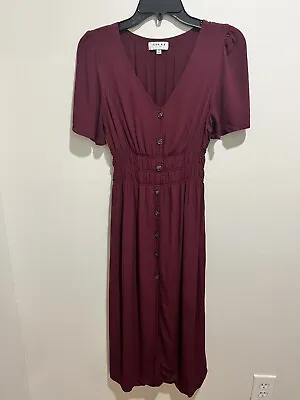 £9.83 • Buy Gilli Clothing Burgundy Short Sleeve Button Front Dress Size Medium