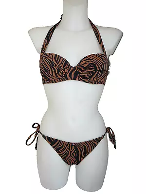 La Senza Zebra Print Bikini Top Size 32C & Tie Bottoms Size 8 Bnwts £34 • £19.99