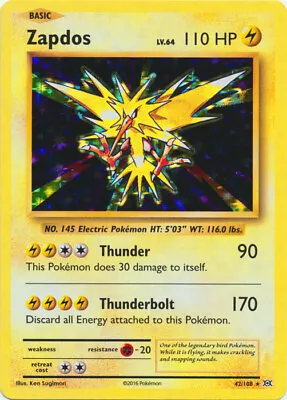 Zapdos - 42/108 - Holo Rare X1 XY Evolutions Moderately Played • $1.59