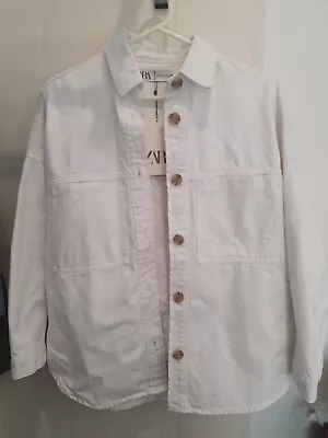 Zara White Oversized Denim Shacket Size M NWT • $45