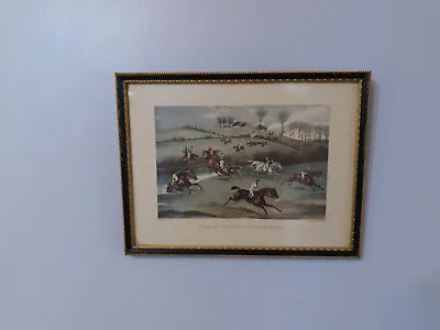 Wall Hanging Vale Of Aylesbury Steeple Chase Horse Racing Hunting Picture Framed • £22.50