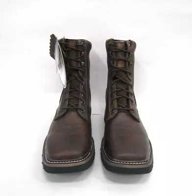 Justin Men's Pulley 8  Steel Toe Lace Up Western Work Boot Size 10.5D NWOB • $70