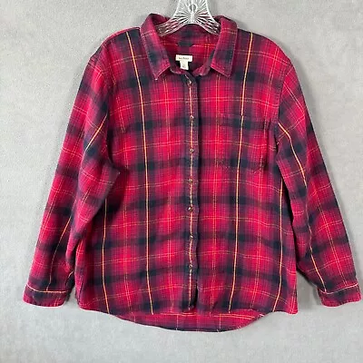 LL Bean Red Flannel Shirt Adult XL Organic Cotton Button Up Mens • $19.79