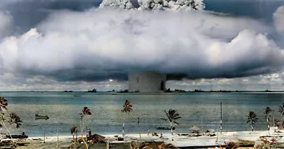 Nuclear Test Mushroom Cloud Ocean Baker Bikini Atoll Photo Art Print Colorized • $19.99