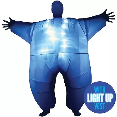 Adult Inflatable Blue LIGHT UP Megamorph Costume Blow Up Fat Suit By Morphsuits • £42.99