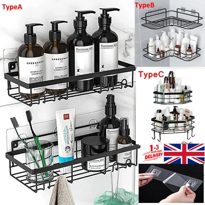 £11.99 • Buy 2Pcs Corner Shower Rack Shelf Bathroom Storage Organiser Basket Tidy Shelf UK