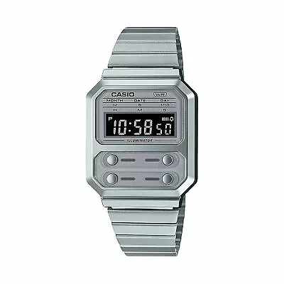 Casio A100WE-7B Vintage Monochromatic Stainless Steel Watch • $45.95