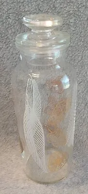 Vintage Glass Leaf Print Apothecary Jar With Lid Beautiful • $5.99