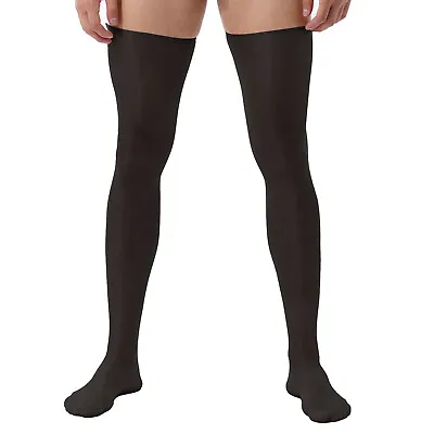 Mens Glossy Stretchy Over-the-Calf Socks See-Through Knee High Stockings Costume • $7.15