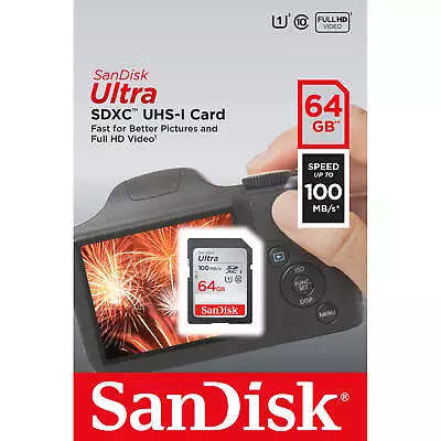 SanDisk Ultra 64 GB SDHC Class 10 Flash Memory Card 100MB/s SDSDUNR-064G-GN6IN • $8.99